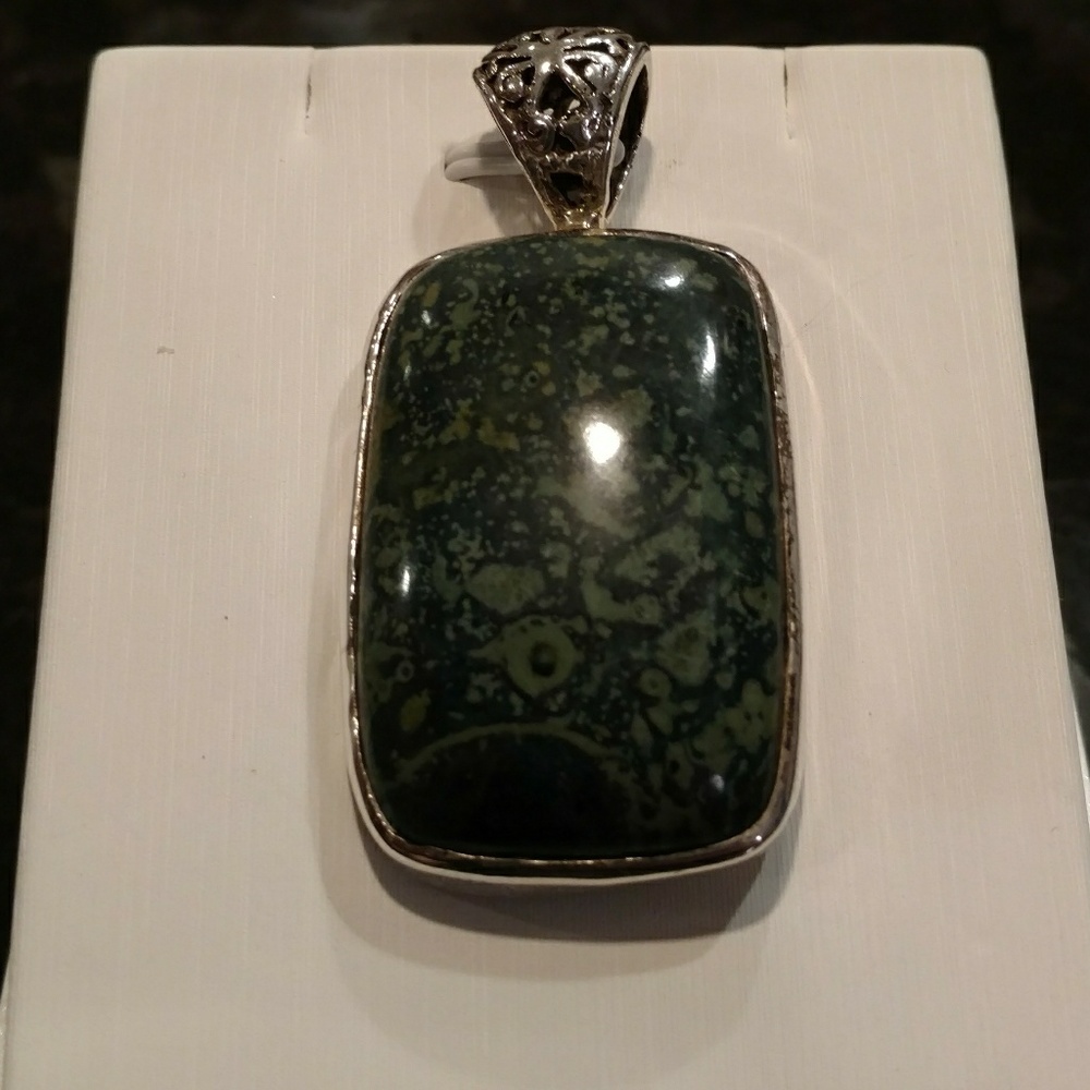 Sterling silver green Jasper pendant