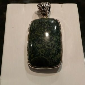 Sterling silver green Jasper pendant