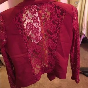Burgundy lace blazer