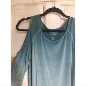 Blue cut out sleeves American Eagle shirt