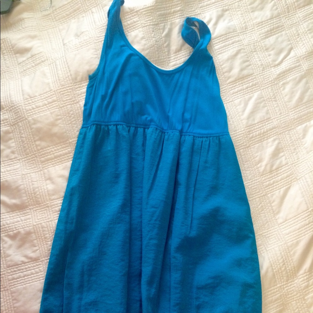 Blue bubble hem dress