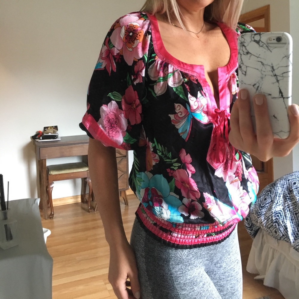 Bebe Floral Silk Top