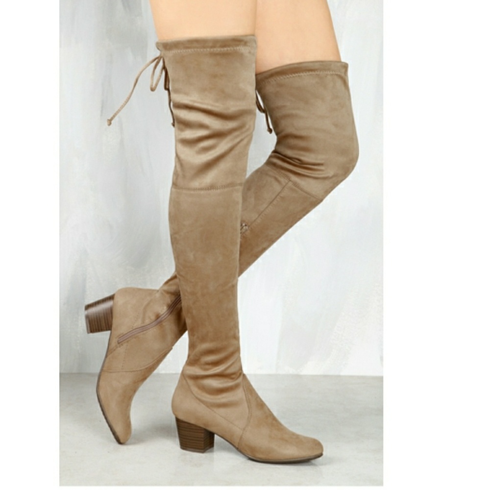 BRAND NEW Taupe Over the Knee Faux Suede Boots