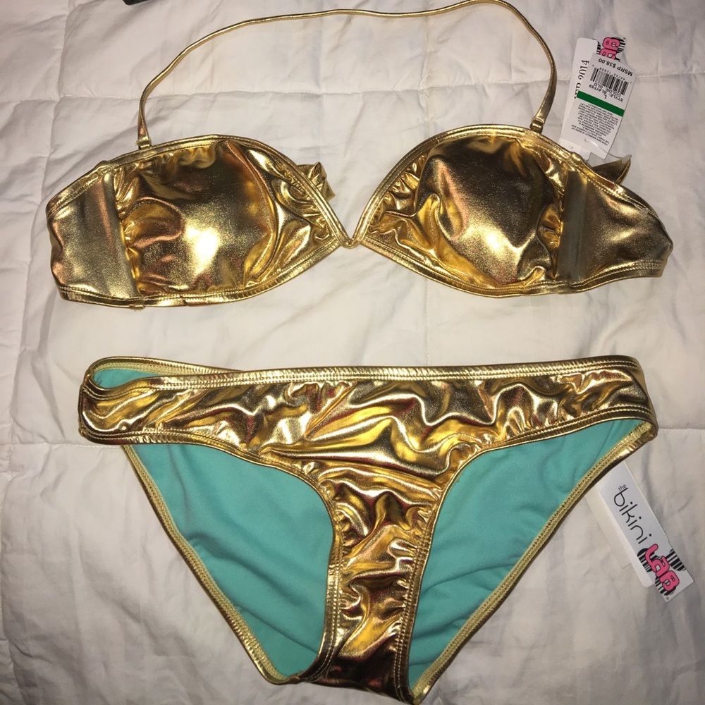 Brand new Gold bikini top and bottom set!
