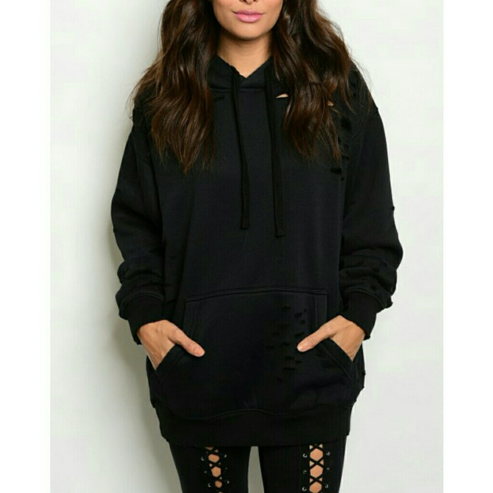 Ripped Oversized Distressed Hoodie - Picture 4 of 8