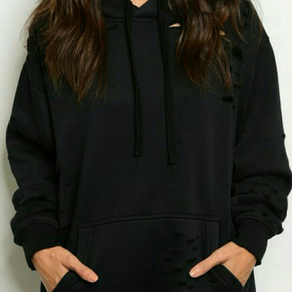 Ripped Oversized Distressed Hoodie - Picture 6 of 8