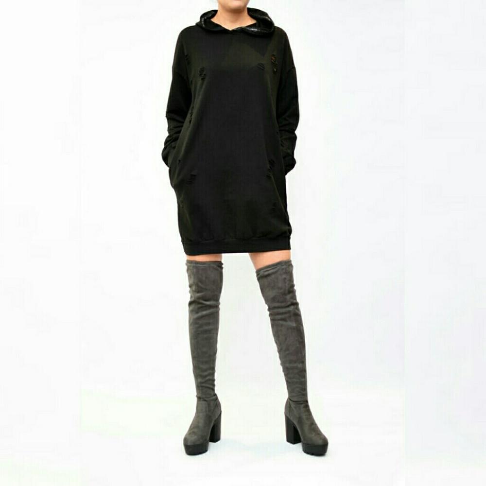 Ripped Oversized Distressed Hoodie - Picture 7 of 8