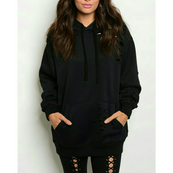 Ripped Oversized Distressed Hoodie - Picture 4 of 8