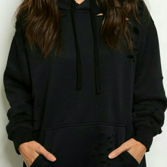 Ripped Oversized Distressed Hoodie - Picture 6 of 8