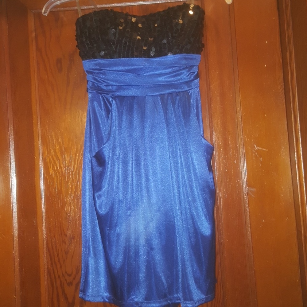 Royal blue and black formal dress