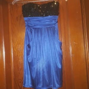 Royal blue and black formal dress