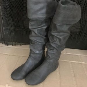 Dark Grey Fold Over Boots