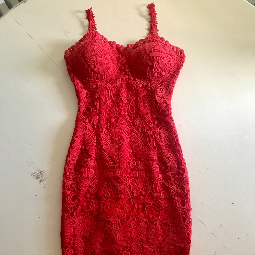 Red lace dress
