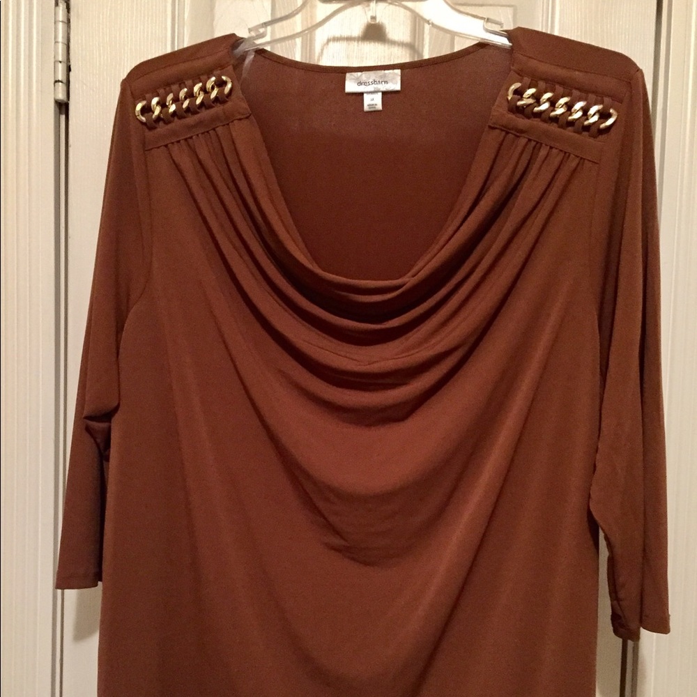Plus Size Rust Top with Gold Chain Accents
