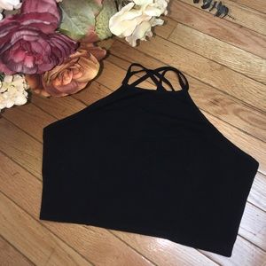 Black halter crop top