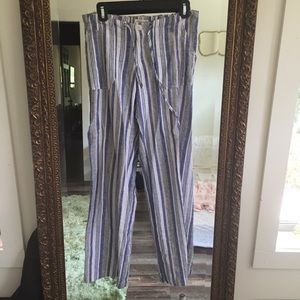 Blue and White Striped Beach Pants