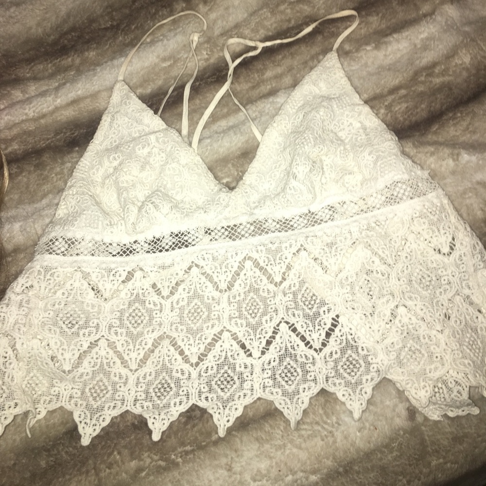 Lace halter crop top