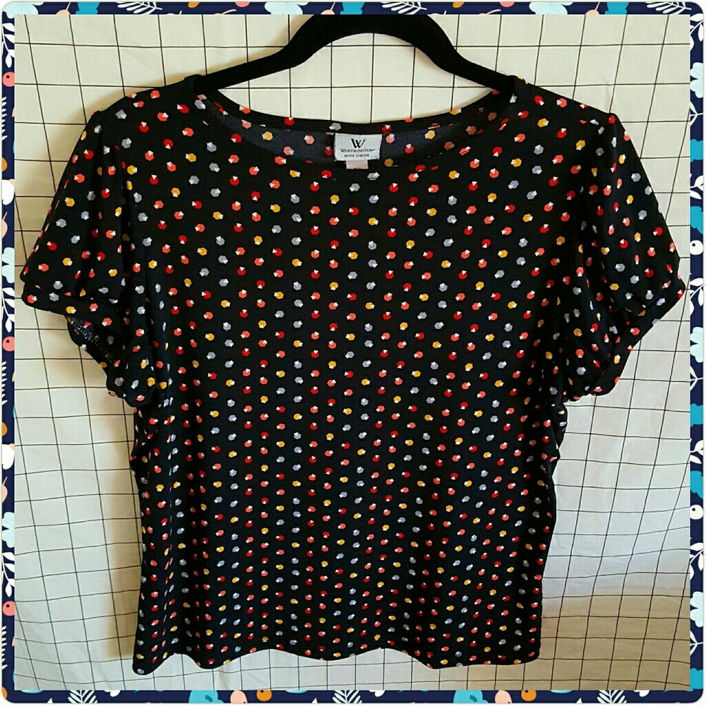 Worthington Hexagon Geometric Stretch Blouse