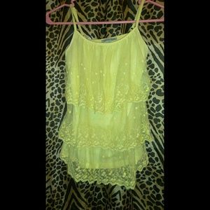 Yellow Laced Tank Top