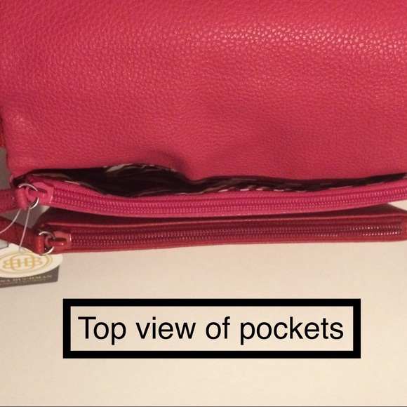 Pink & red Dana Buchman multi-pocket cross-body 👜 - Picture 6 of 8