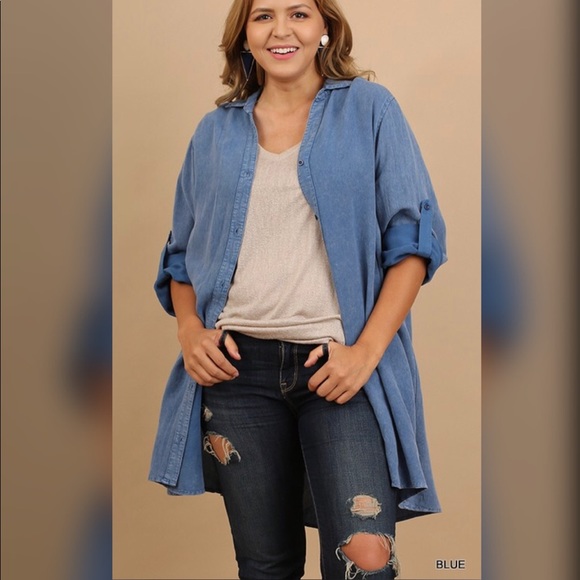 ONLY 1 XL--Melodie Mineral Washed Button Up Tunic - Picture 2 of 4