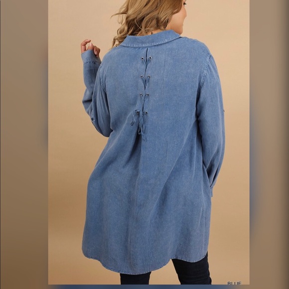 ONLY 1 XL--Melodie Mineral Washed Button Up Tunic - Picture 3 of 4