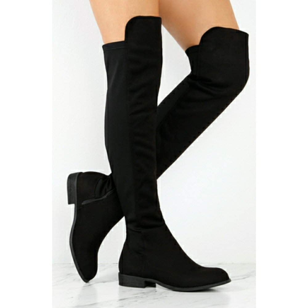BRAND NEW Black Over the Knee Faux Suede Boots