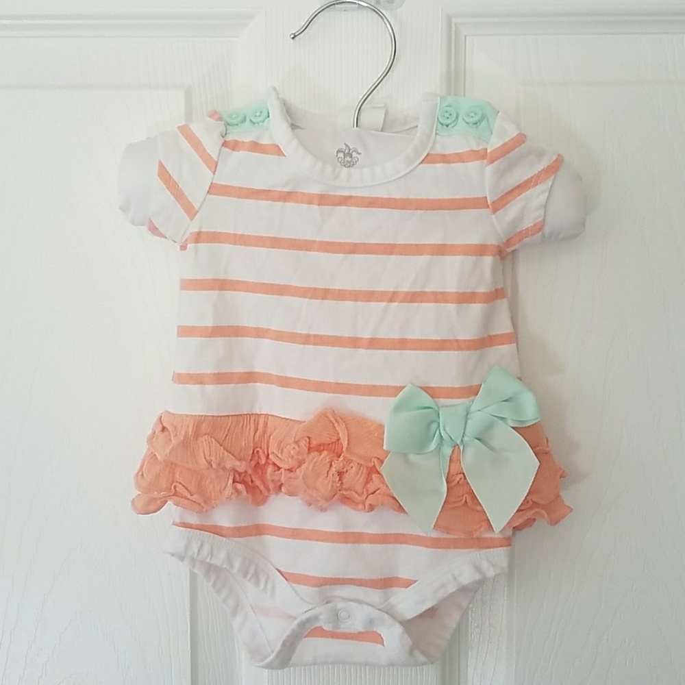Starting Out newborn girls onesie peach stripes