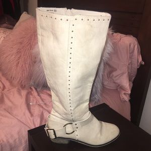 Nude/Cream Color Knee High Boot