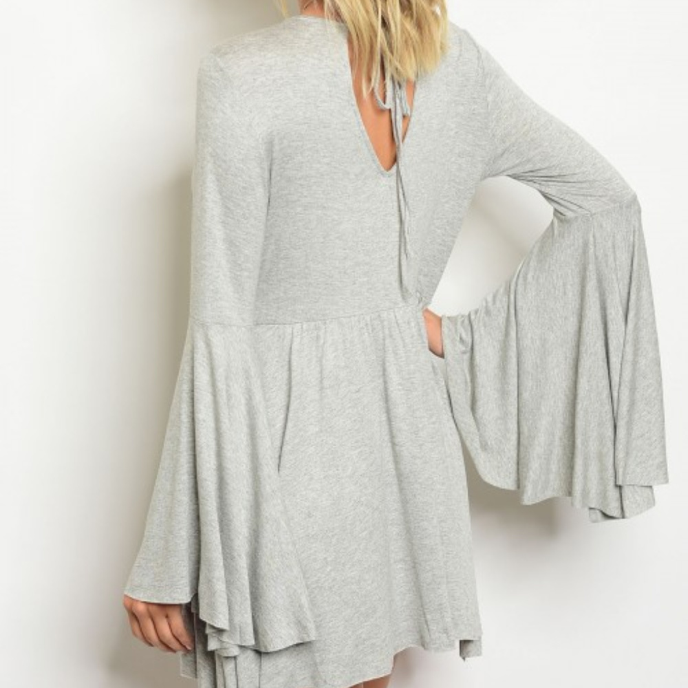 DRAMATIC BELL SLEEVED DRESS - Picture 2 of 2