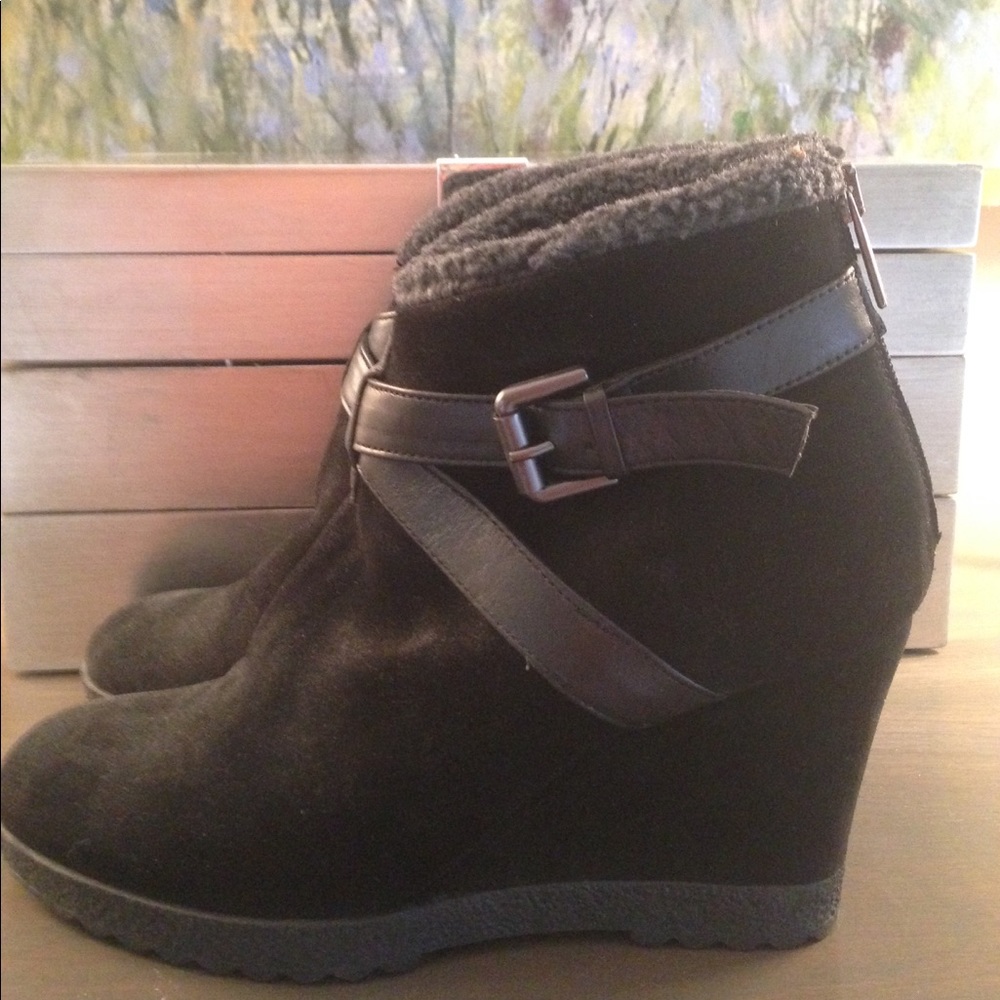 Aquatalia covered wedge waterproof booties.