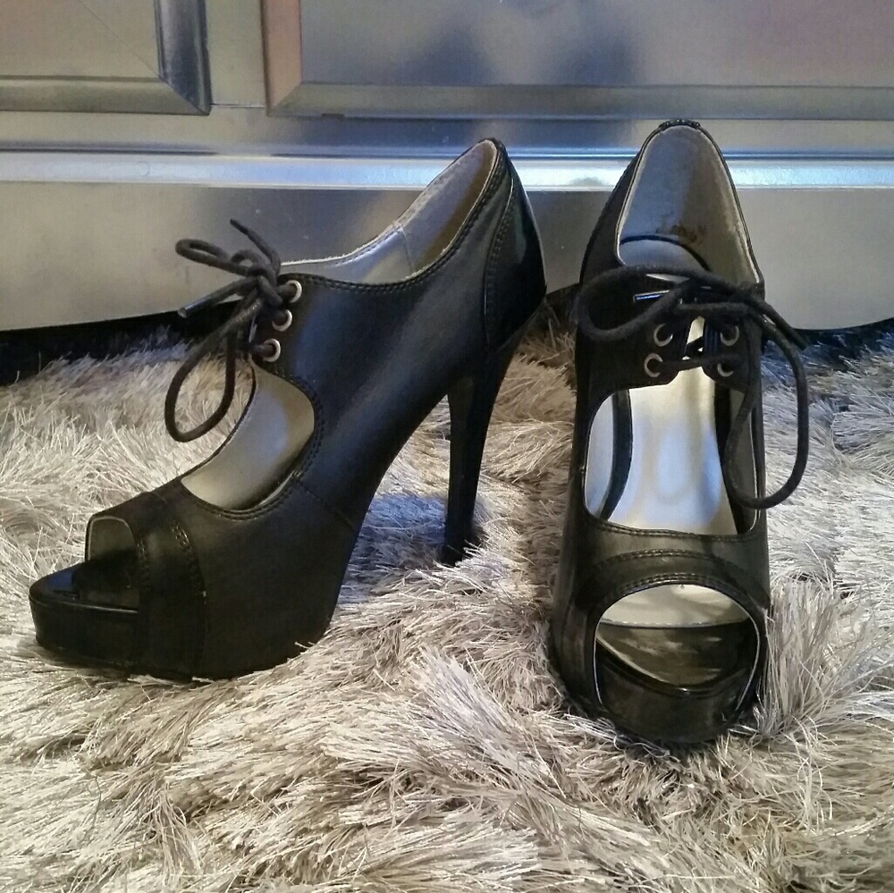 Black platform stilettos