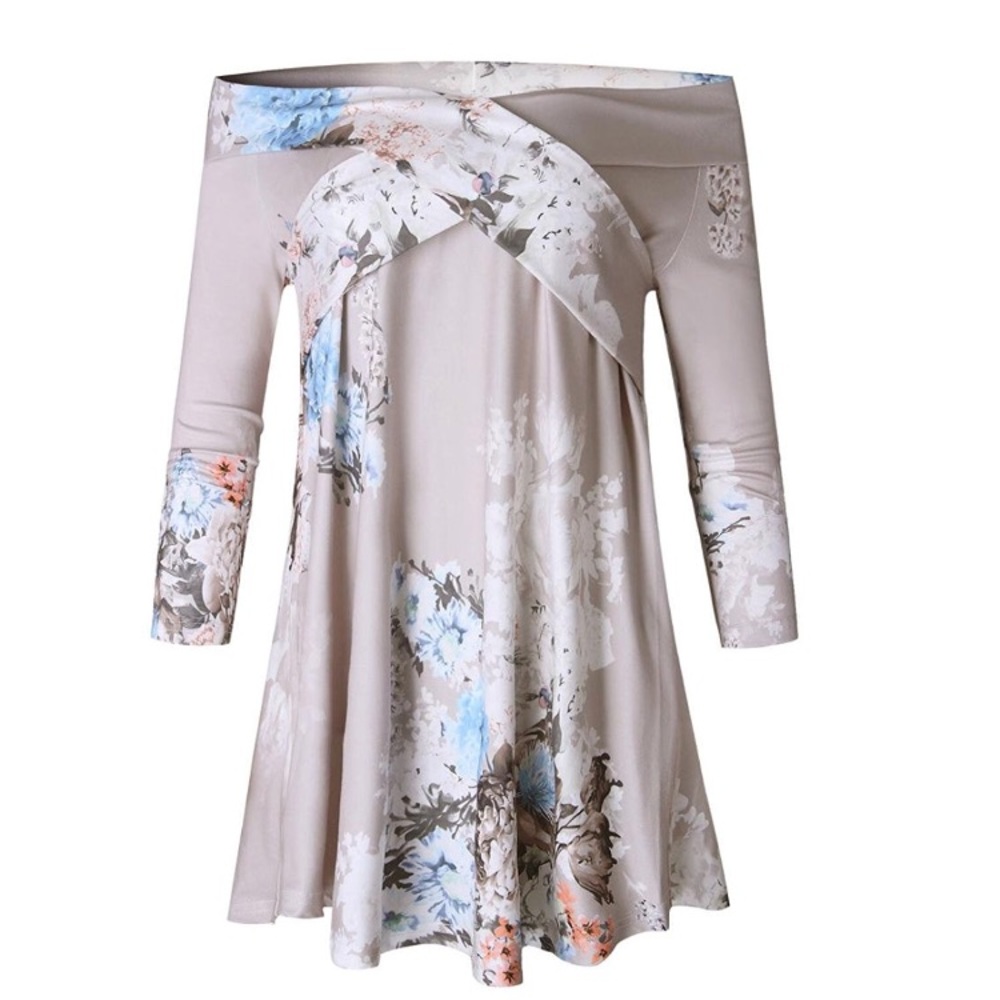 Taupe Off the shoulder flower top! - Picture 5 of 6