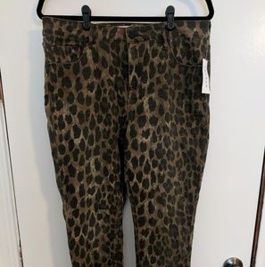 Leopard Ripped Mid Rise Skinny Jeans