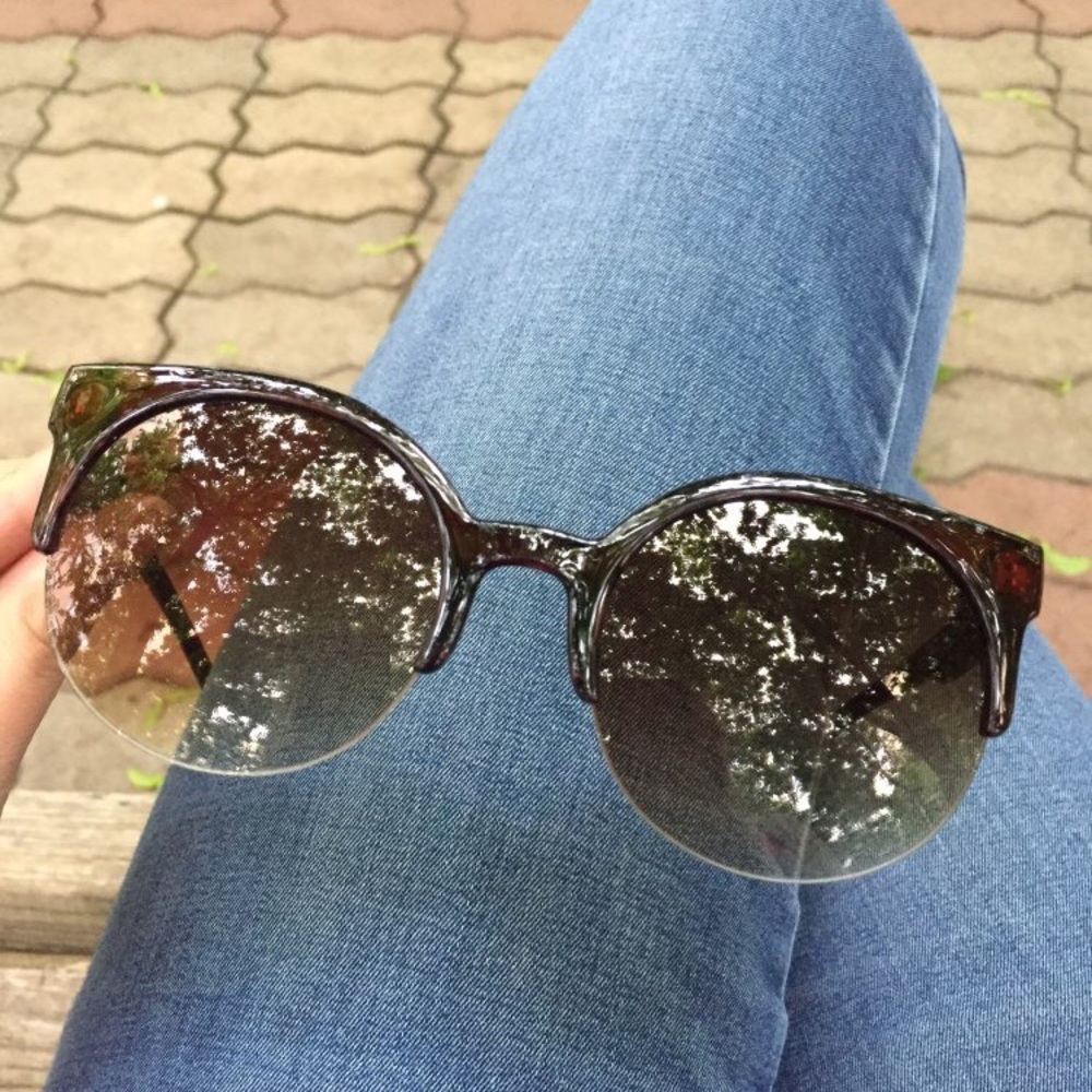 Semi-rimless sunglasses-teabrown