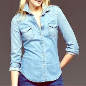 Gap 1969 Denim Bleached Western Shirt