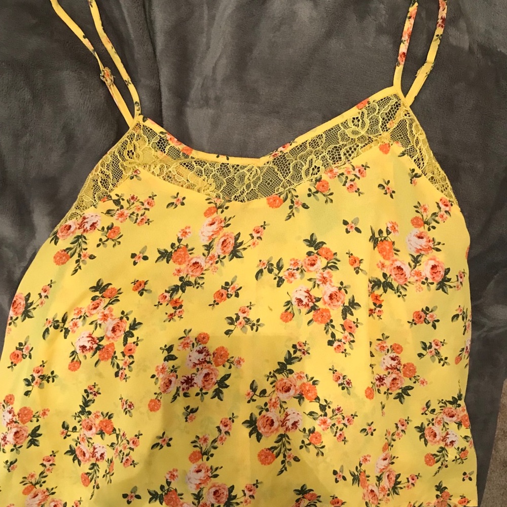 Yellow floral crop top