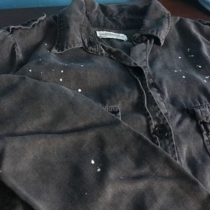 Zara Paint Splattered Military Style Button Down