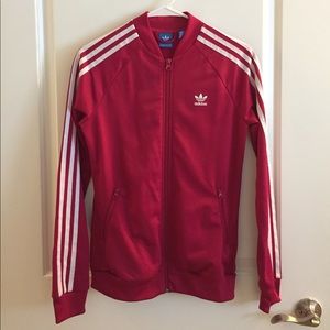 Adidas original jacket in dark pink❤️ size small