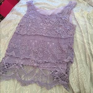 Purple tank top with lace top