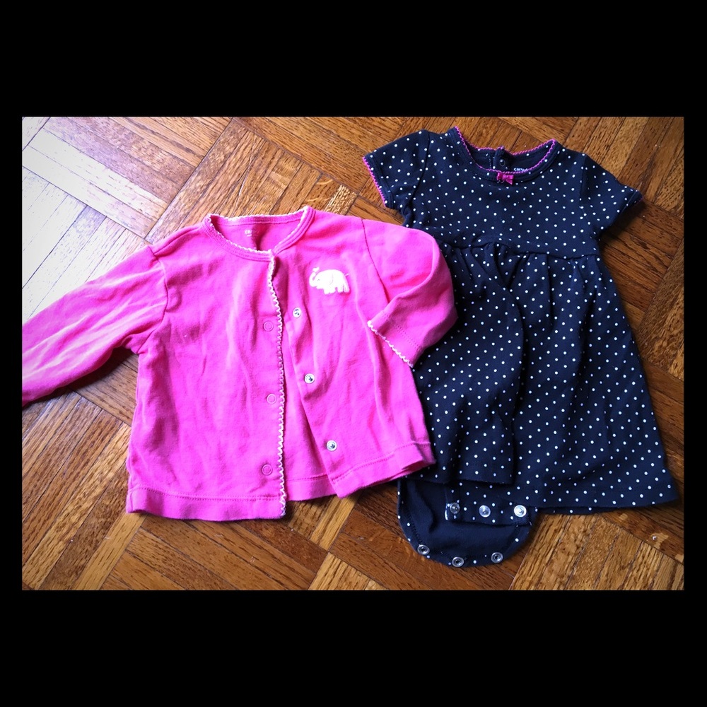 Infant girls dress and long sleeve cardigan