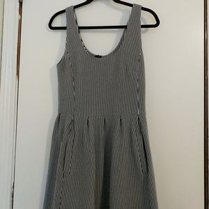 Navy striped fit and flare dress