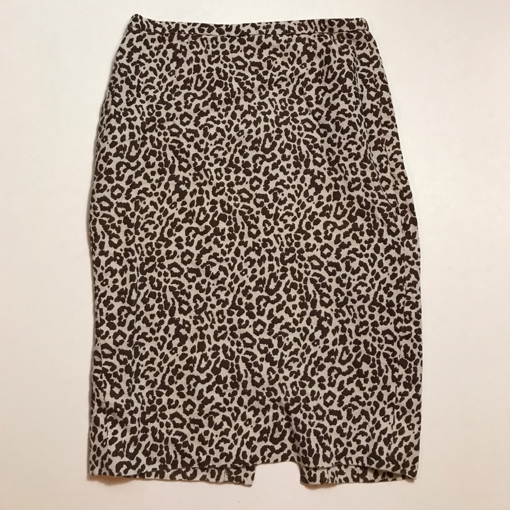 J. Crew No.2 cheetah linen Pencil skirt size 4