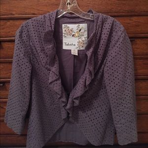 Blue Eyelet Jacket - Anthropologie Size 6