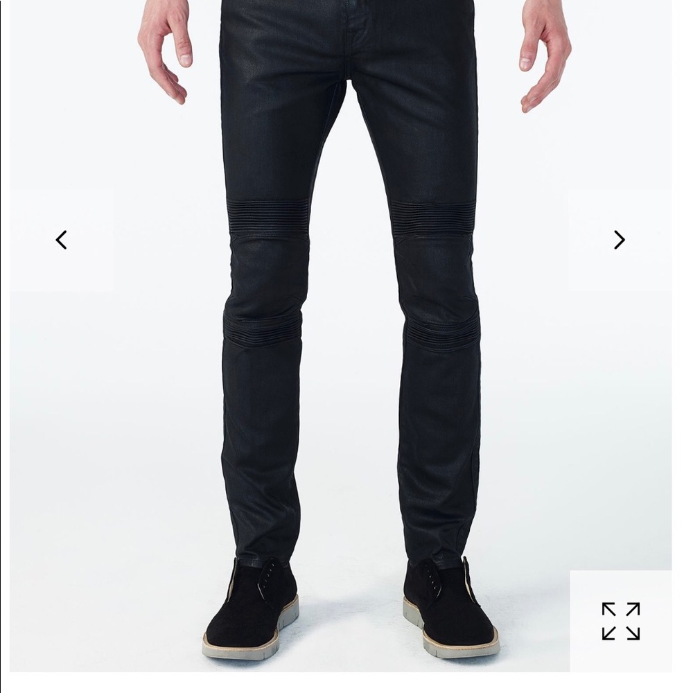Armani Exchange Black Coated Moto Jeans