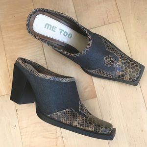 Me Too Snakeskin Denim Leather Cowboy Boots 8 NEW!