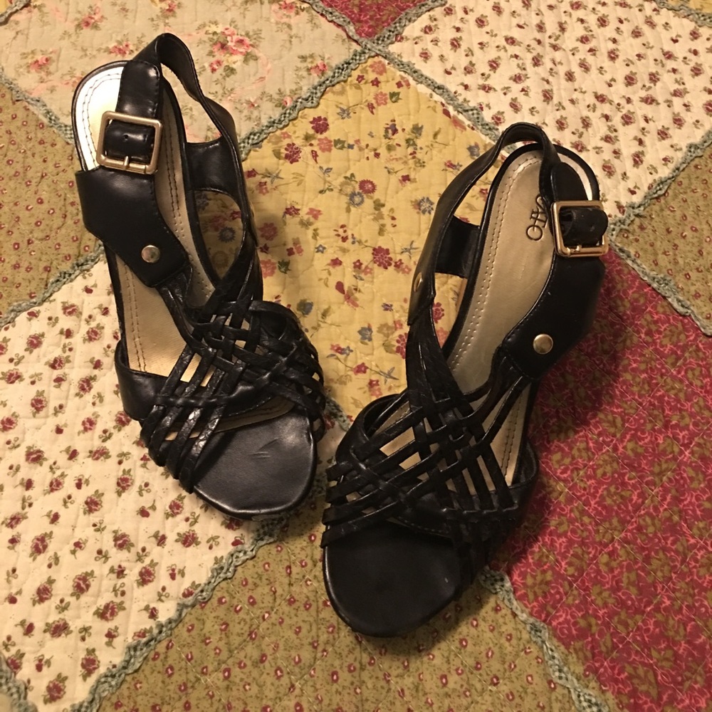 Cato black wedge sandals size 9