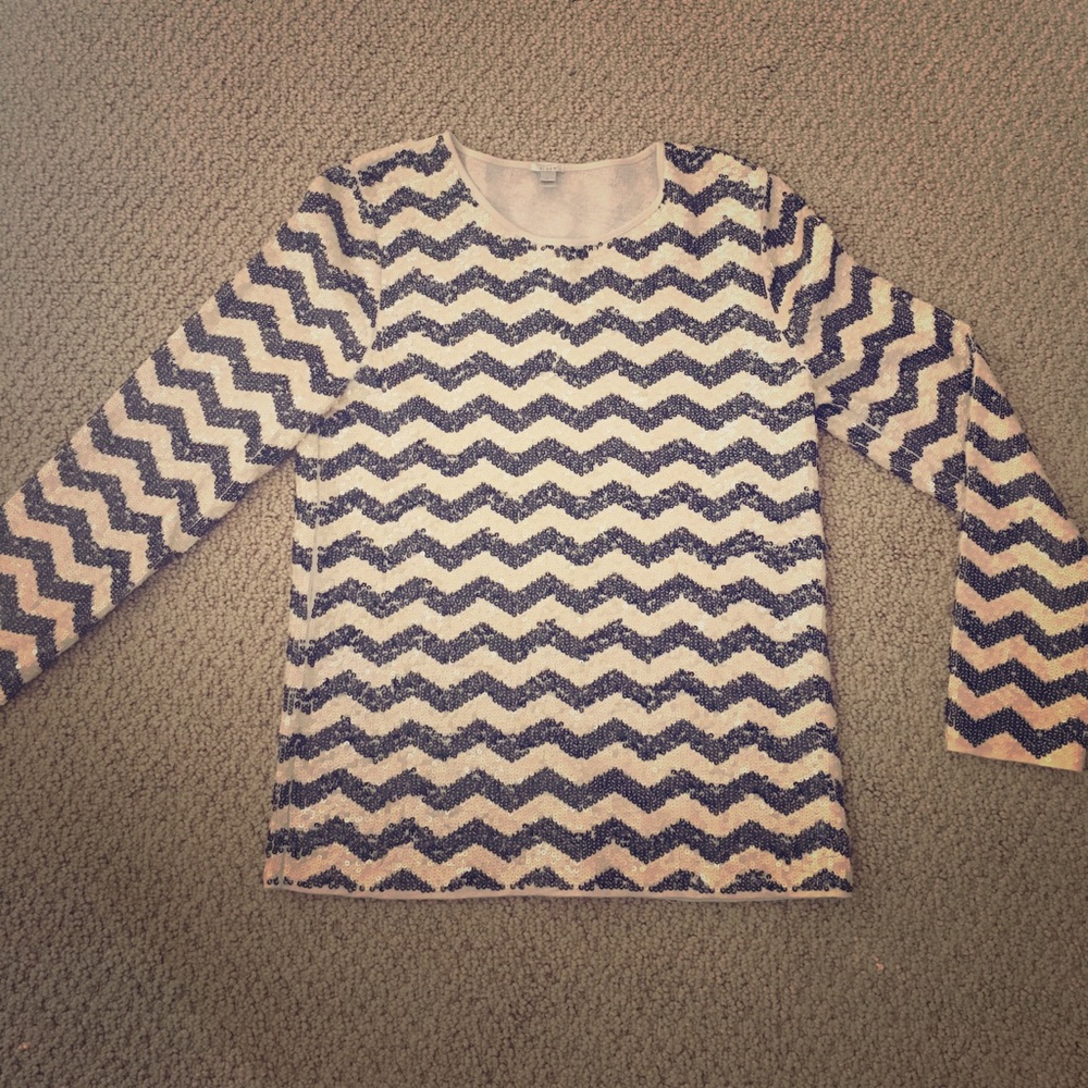 J Crew Chevron Sequin Top