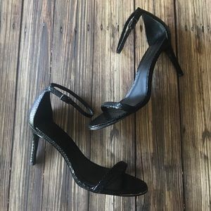 Banana Republic Black Snakeskin Ankle Strap Heels Banana Republic Black Snakeskin Ankle Strap Heels