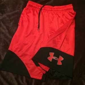 Under Amour Red and Black Basketball Shorts